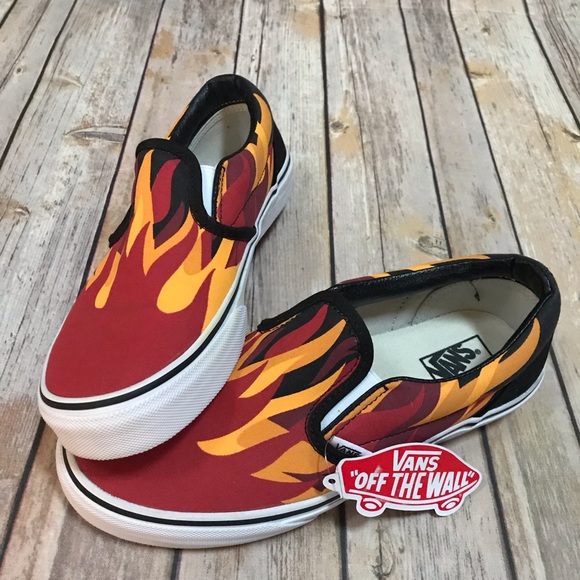 kids red slip on vans